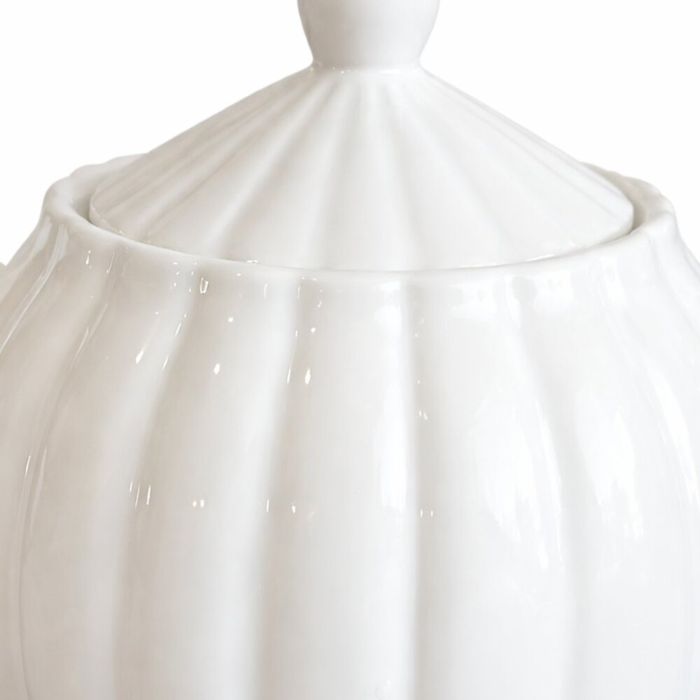 White Fluted Porcelain Teapot w/ Scalloped Rim | New Old Stock - Picture 4 of 8